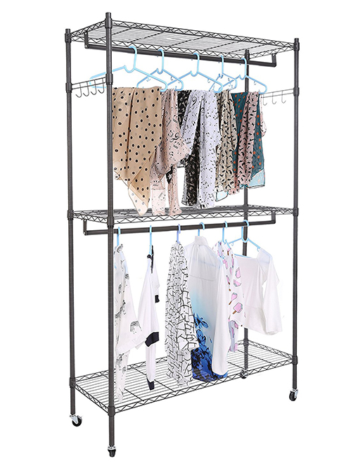 大容量可移動組裝雙桿金屬衣柜 大容量可移動組裝雙桿金屬衣柜