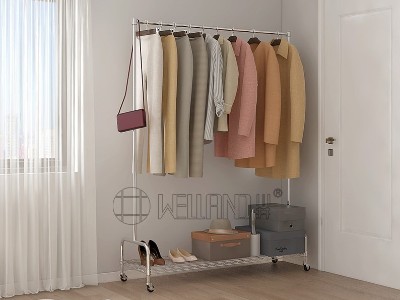 單桿伸縮衣架(帶層板)| 小空間儲物解決方案