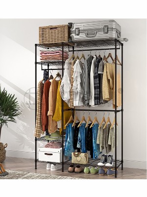 簡(jiǎn)約黑色烤漆碳鋼衣櫥架 簡(jiǎn)約黑色烤漆碳鋼衣櫥架