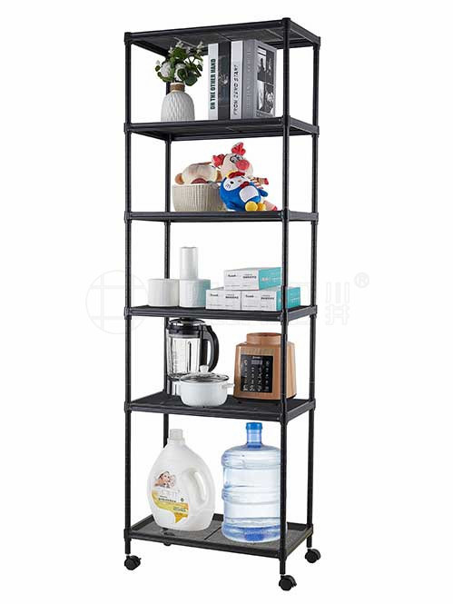 可移動黑色拉網(wǎng)置物架 落地鐵藝收納架 五層（3）