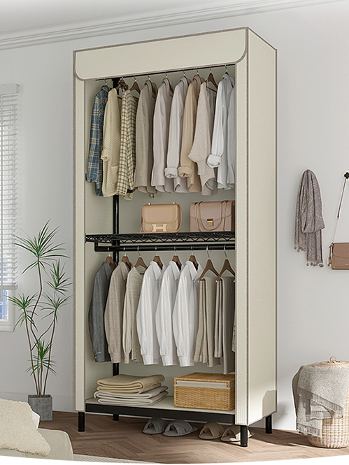 新款學(xué)生宿舍圓管布衣櫥 新款學(xué)生宿舍圓管布衣櫥