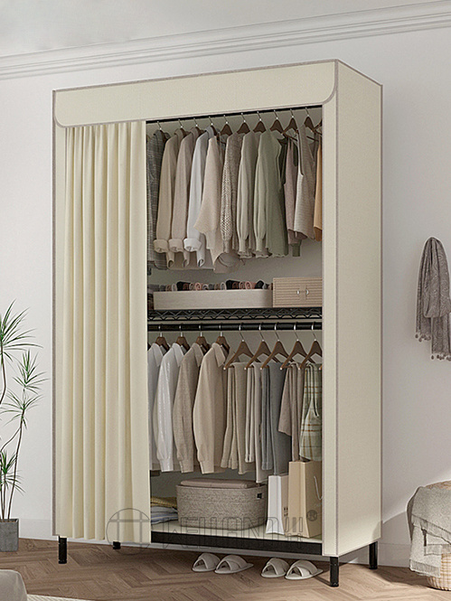 簡易碳鋼雙人布藝衣柜 簡易碳鋼雙人布藝衣柜