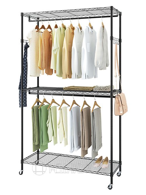 大容量可移動(dòng)組裝雙桿金屬衣柜