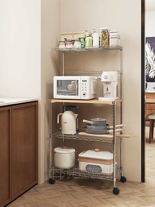 可移動(dòng)微波爐電器收納儲(chǔ)物架
