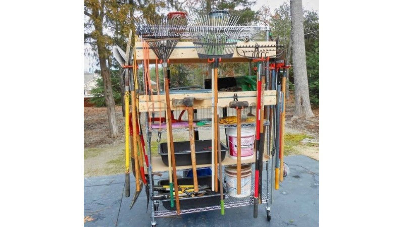 園林管理工具收納架 園藝種植農(nóng)場(chǎng)用具車(chē) 川井鍍鉻置物架小車(chē)