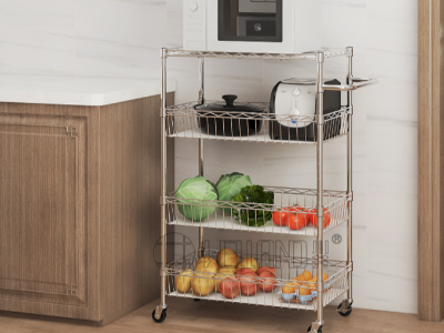 經(jīng)濟(jì)實(shí)用四層鍍鉻家居廚房推車簡述