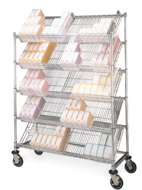 工業(yè)斜網展示鍍鉻貨架_傾斜式儲物架