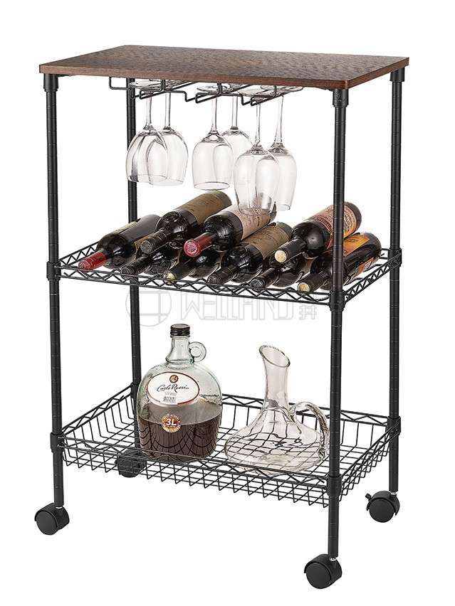 三層復(fù)古金屬紅酒小推車(chē) 酒店餐飲服務(wù)推車(chē) 家用工業(yè)風(fēng)