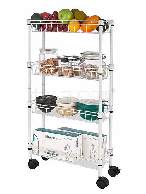 多層夾縫置物架網(wǎng)籃小車-廚房可移動(dòng)縫隙小推車