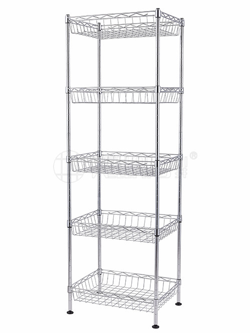 五層鍍鉻落地收納網(wǎng)籃架 五層鍍鉻落地收納網(wǎng)籃架