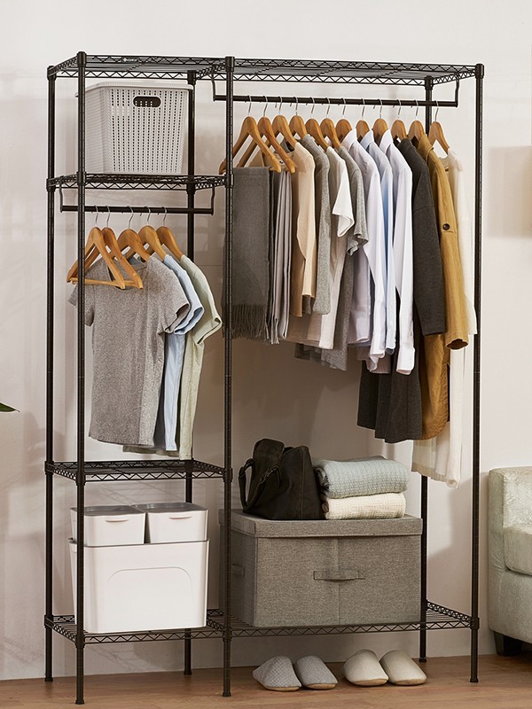 簡(jiǎn)約黑色烤漆碳鋼衣櫥架 簡(jiǎn)約黑色烤漆碳鋼衣櫥架