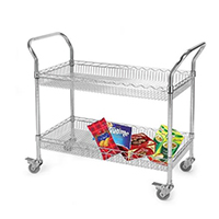 可定制_安裝簡(jiǎn)易物料手推車(chē)_倉(cāng)庫(kù)周轉(zhuǎn)車(chē)二層帶輪_電鍍鉻推車(chē)-川井（1）