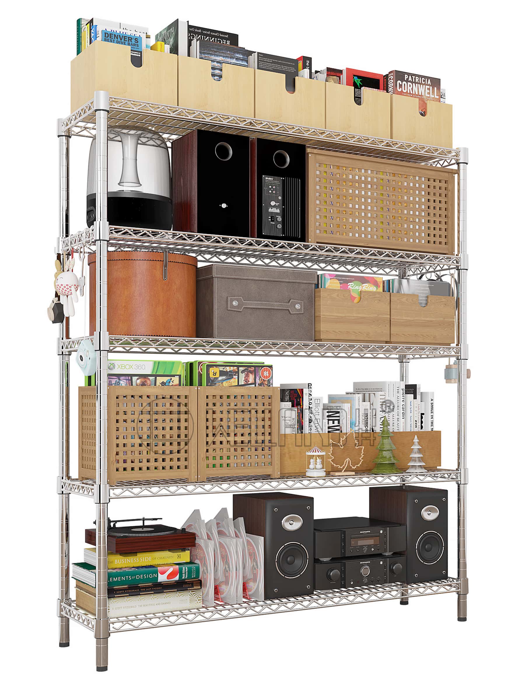 五層可調(diào)鍍鉻層架