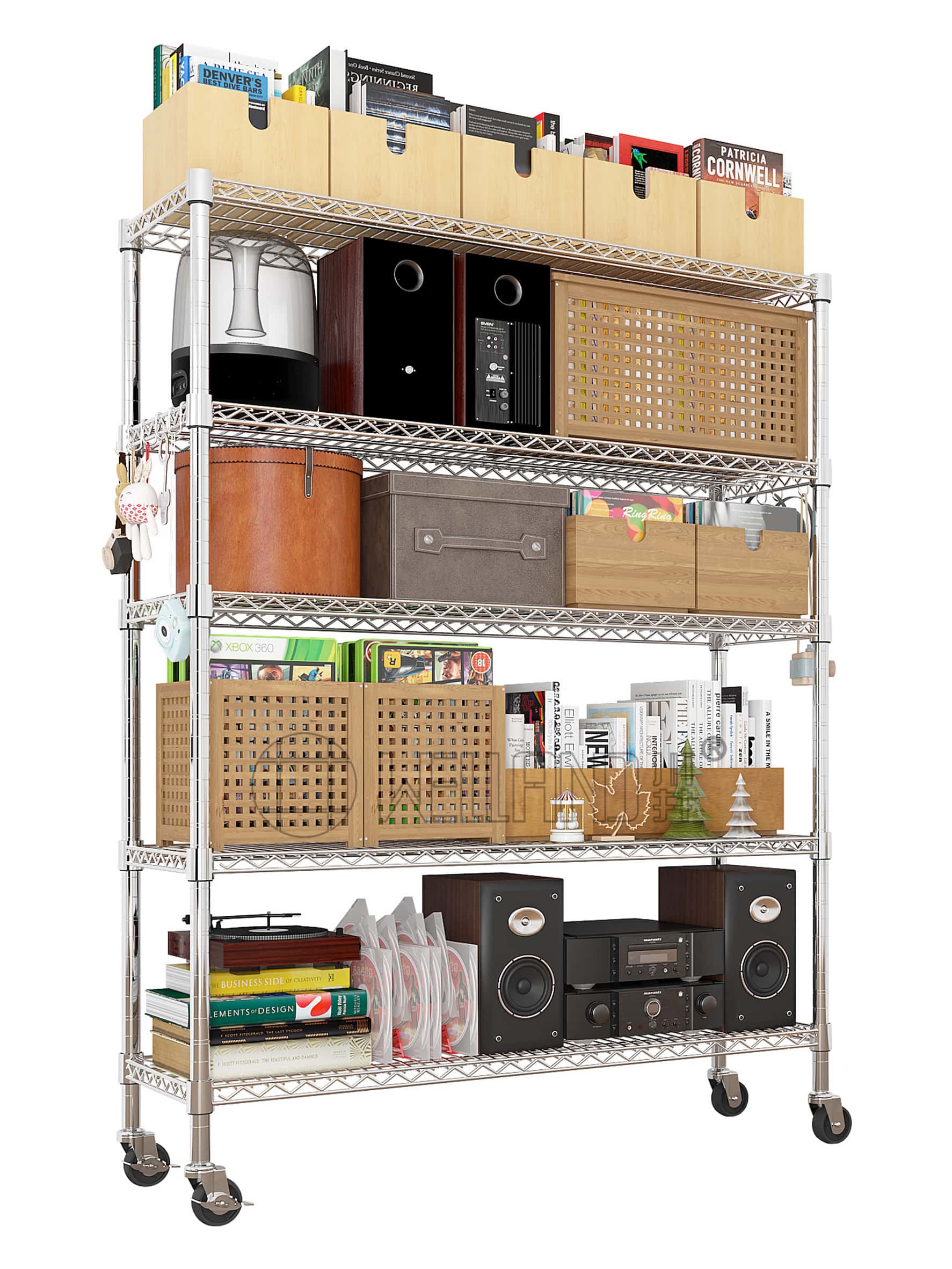 五層可調(diào)鍍鉻層架 五層可調(diào)鍍鉻層架