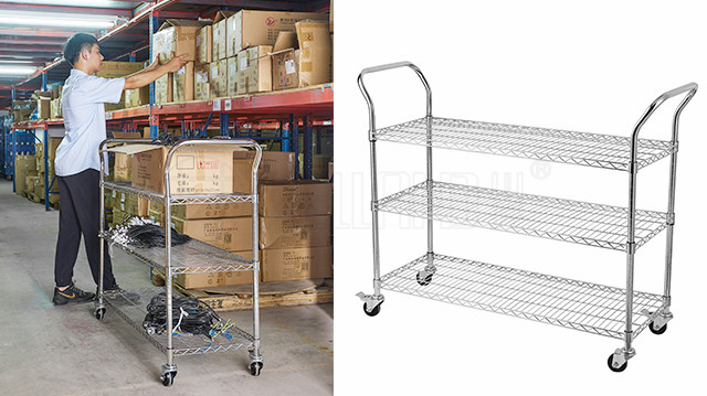 工業(yè)手推車工廠物料推車鍍鉻周轉車車間運送車-川井