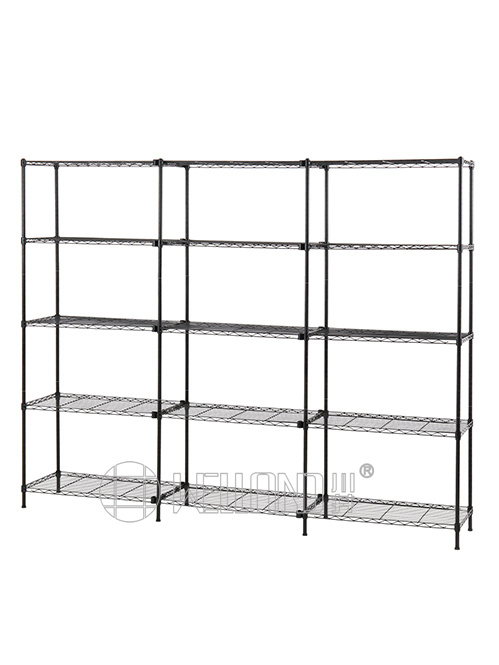 三列連排烤漆黑線網(wǎng)金屬置物架可拆卸-川井