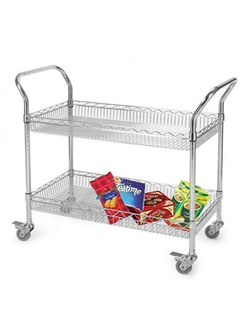 二層網(wǎng)籃鍍鉻手推車(chē)