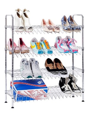 四層金屬鍍鉻玄關鞋架